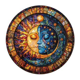 Wooden Jigsaw Puzzle – mesmerizing sun & moon