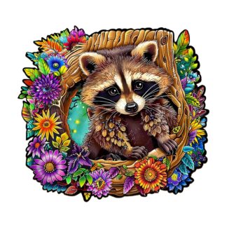 Wooden Jigsaw Puzzle – Raccoon’s Secret Tree Den