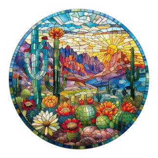 Wooden Jigsaw Puzzle – Stained Glass Cactus